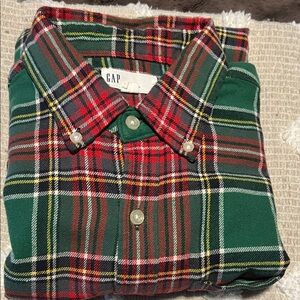 GAP Red and Green Plaid Casual Button Down Shirt